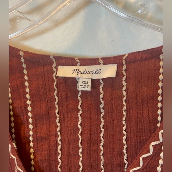 Madewell Embroidered Faux-Wrap Top size XXS - Picture 2 of 6